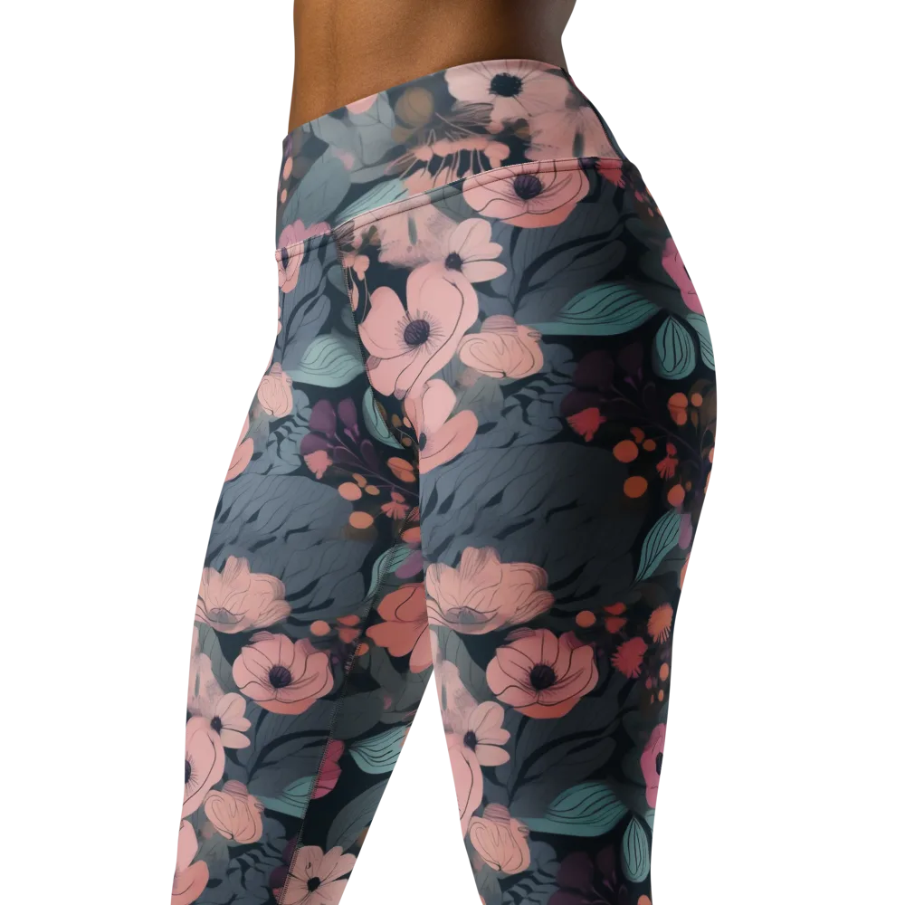 Midnight Poppy on Yoga Leggings — Left Front