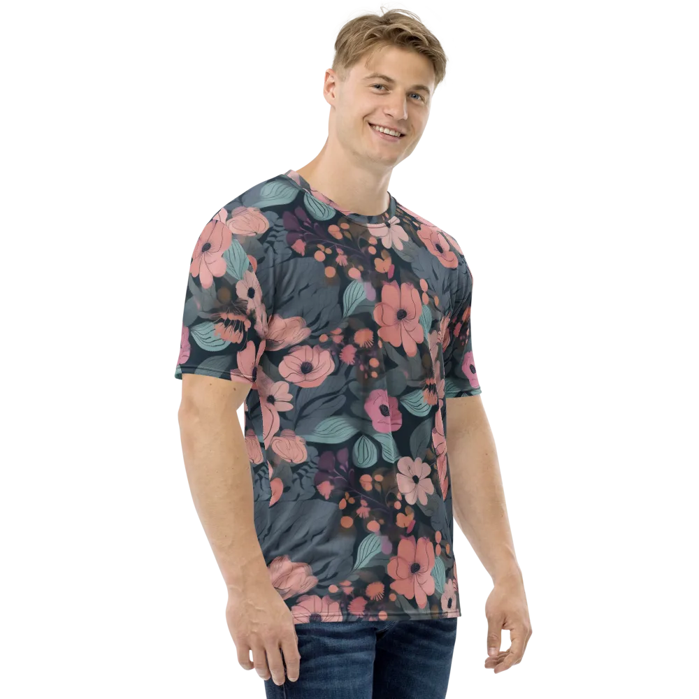 Midnight Poppy on Men's Crew Neck T-Shirt — Right
