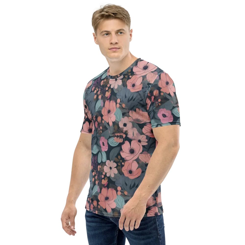 Midnight Poppy on Men's Crew Neck T-Shirt — Left