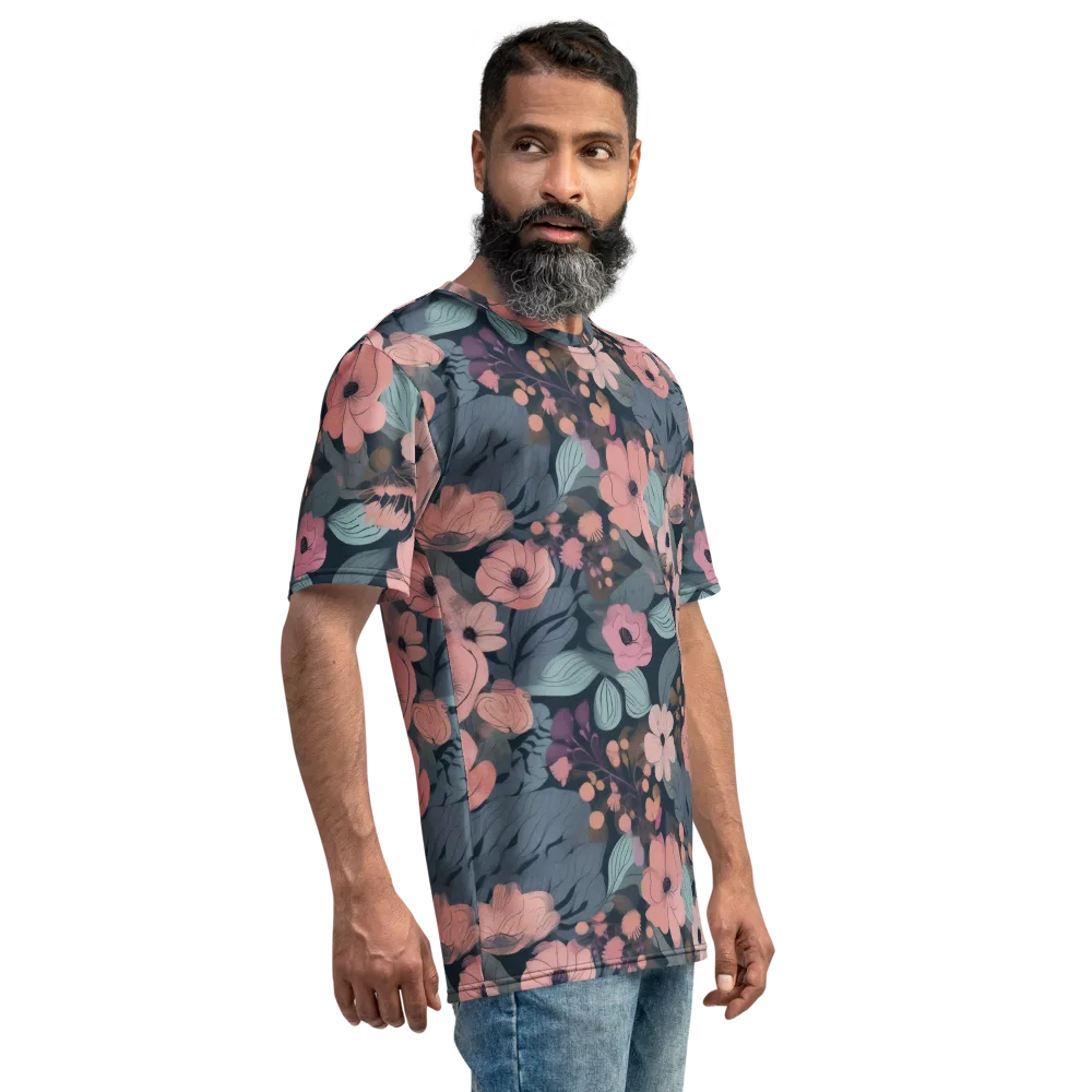 Midnight Poppy on Men's Crew Neck T-Shirt — Right