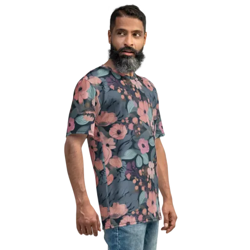 Midnight Poppy on a Men's Crew Neck T-Shirt
