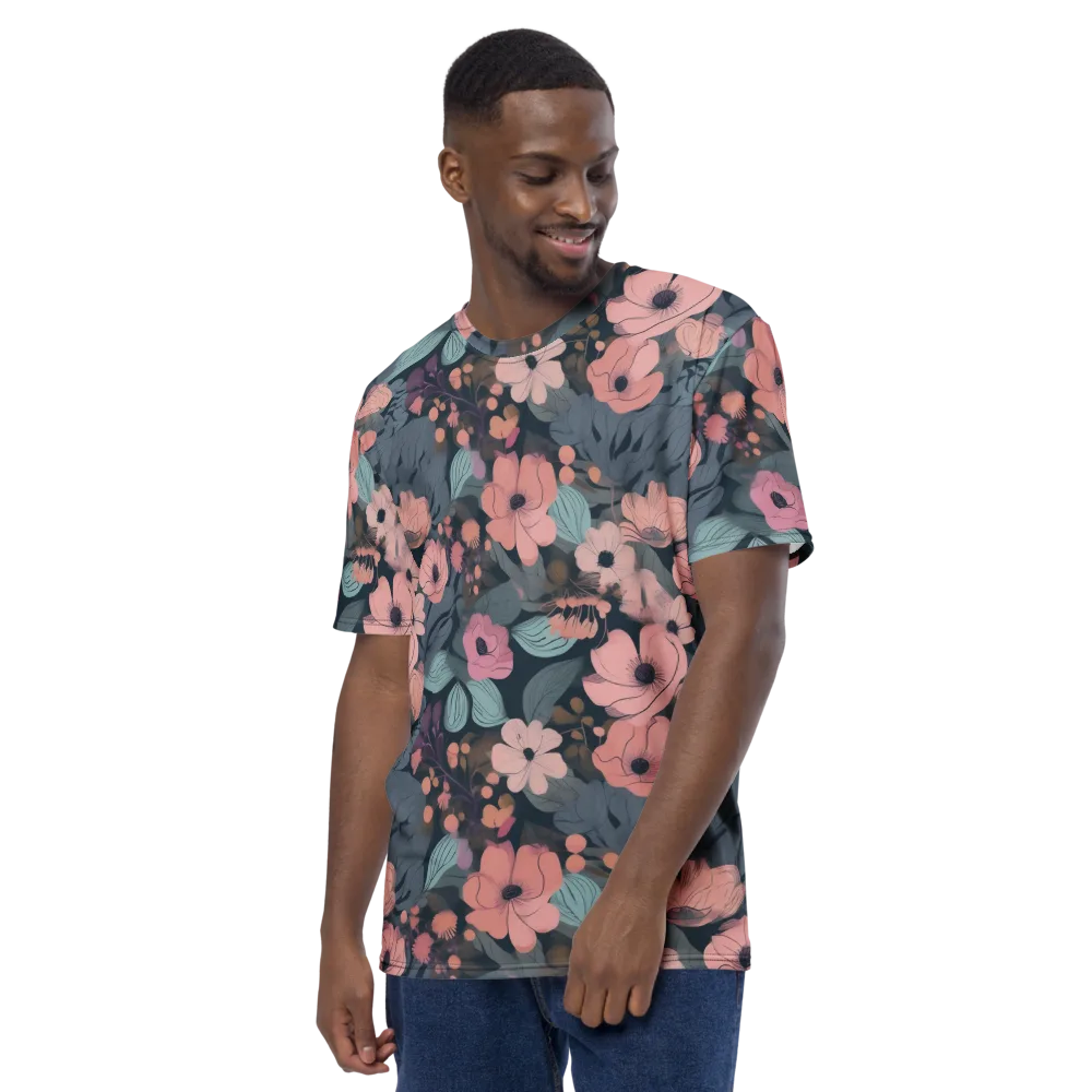 Midnight Poppy on Men's Crew Neck T-Shirt — Left
