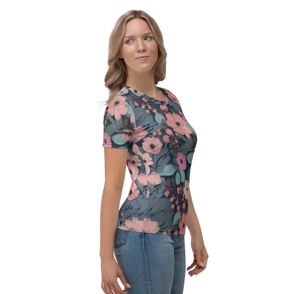 Midnight Poppy on Women's Crew Neck T-Shirt — Right