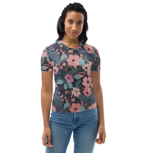 Midnight Poppy on a Women's Crew Neck T-Shirt