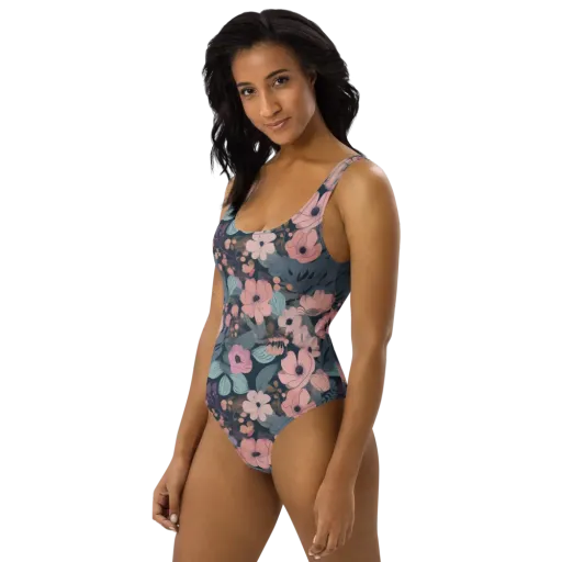 Midnight Poppy on a One-Piece Swimsuit