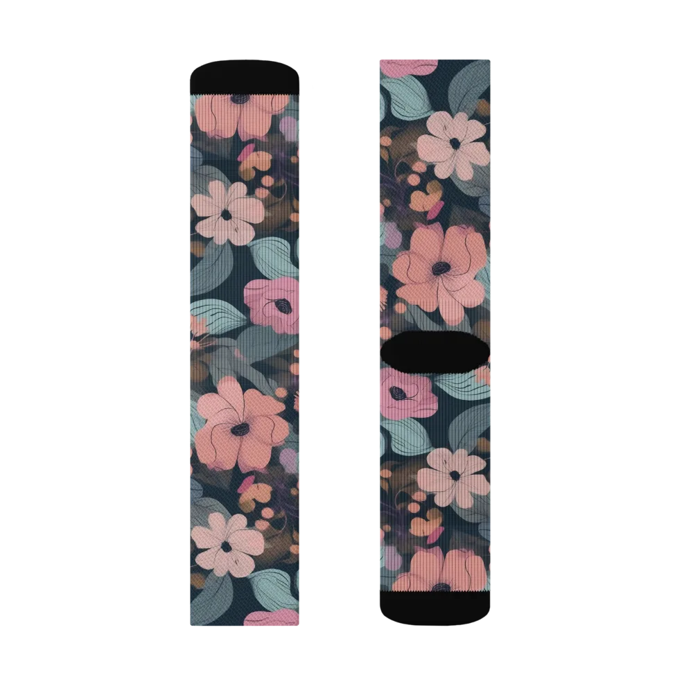 Midnight Poppy on Socks — Right Sock