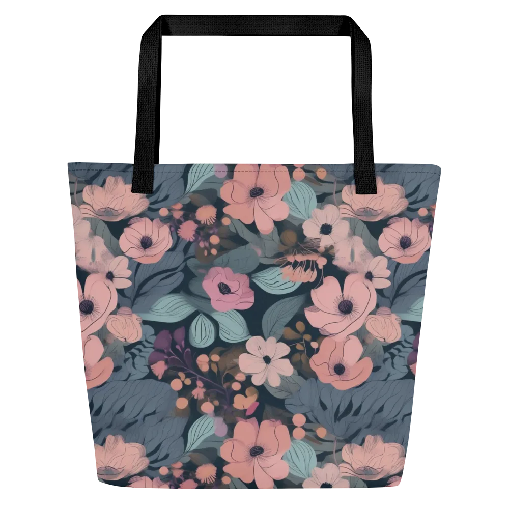 Midnight Poppy on Large Tote Bag W/ Pocket — Front