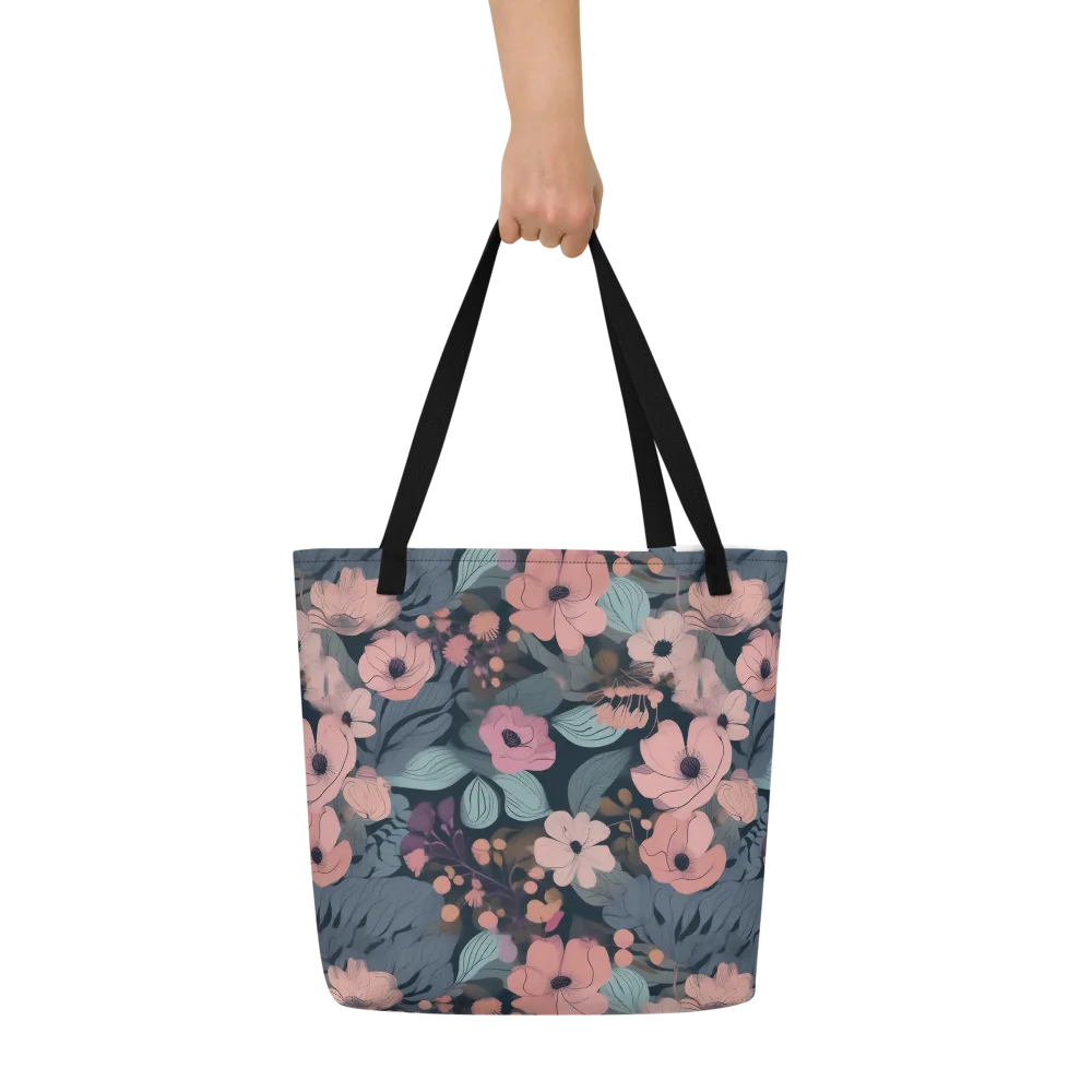 Midnight Poppy on Large Tote Bag W/ Pocket — Front