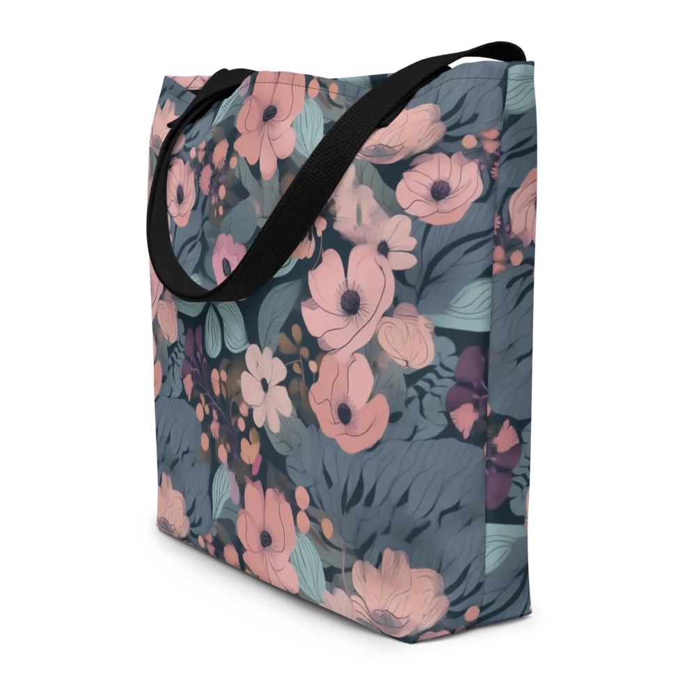 Midnight Poppy on Large Tote Bag W/ Pocket — Front