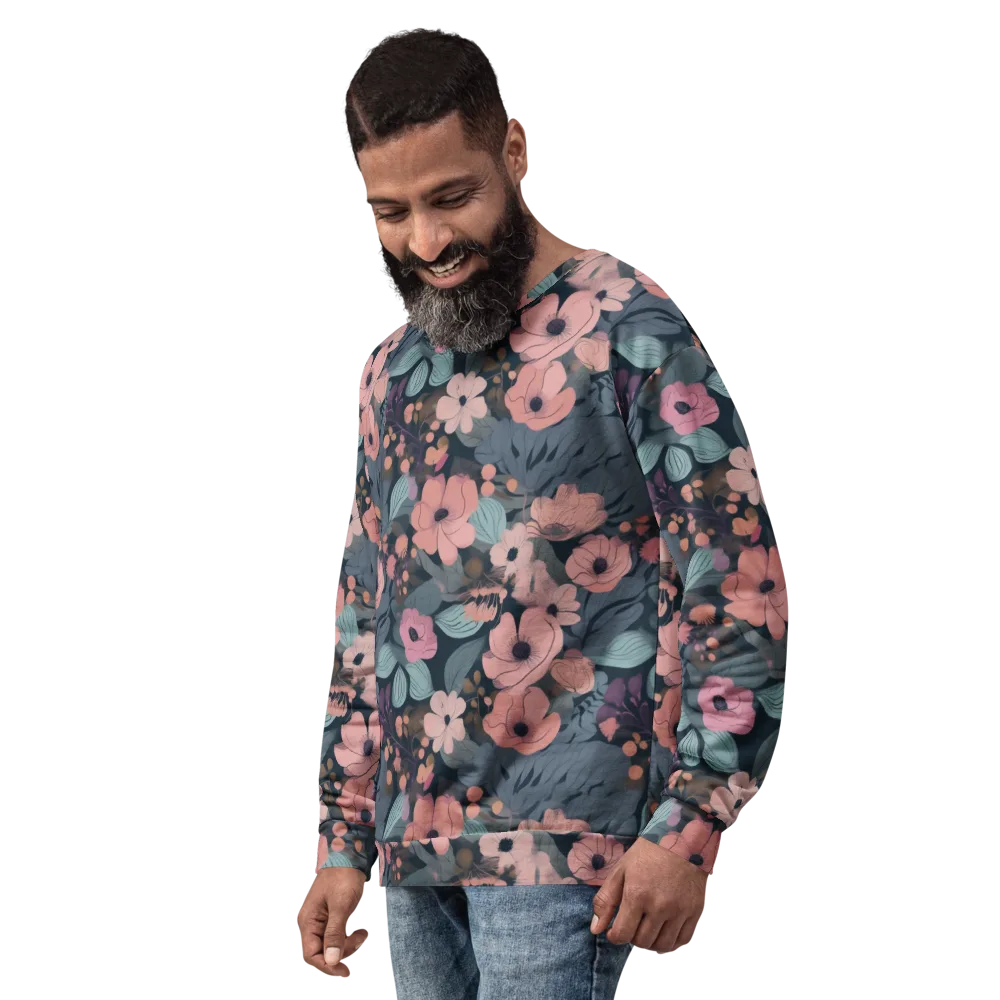 Midnight Poppy on Sweatshirt — Left Front