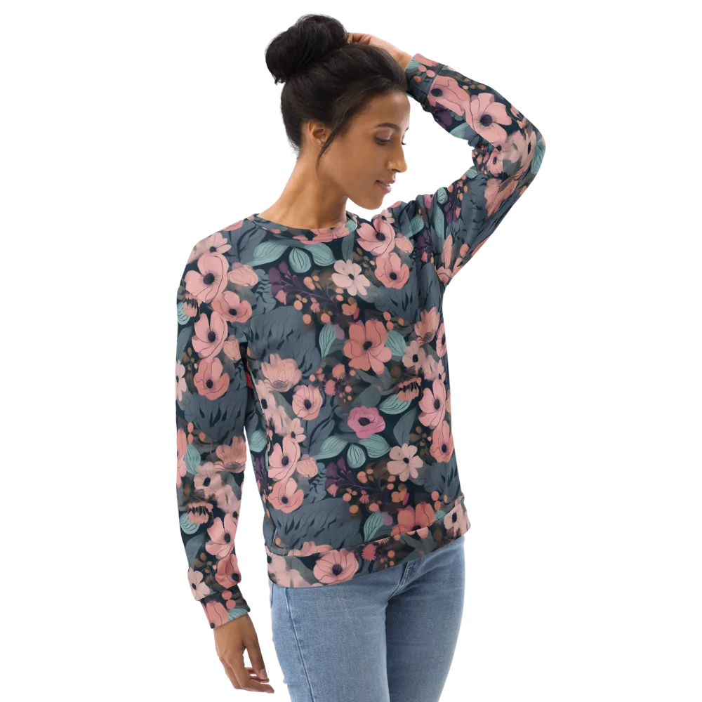 Midnight Poppy on Sweatshirt — Right Front