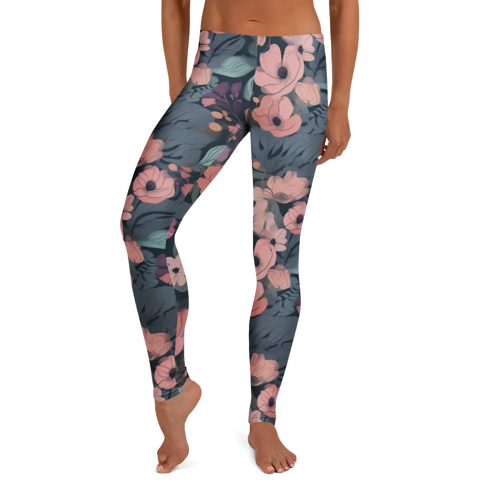 Midnight Poppy on Leggings — Front