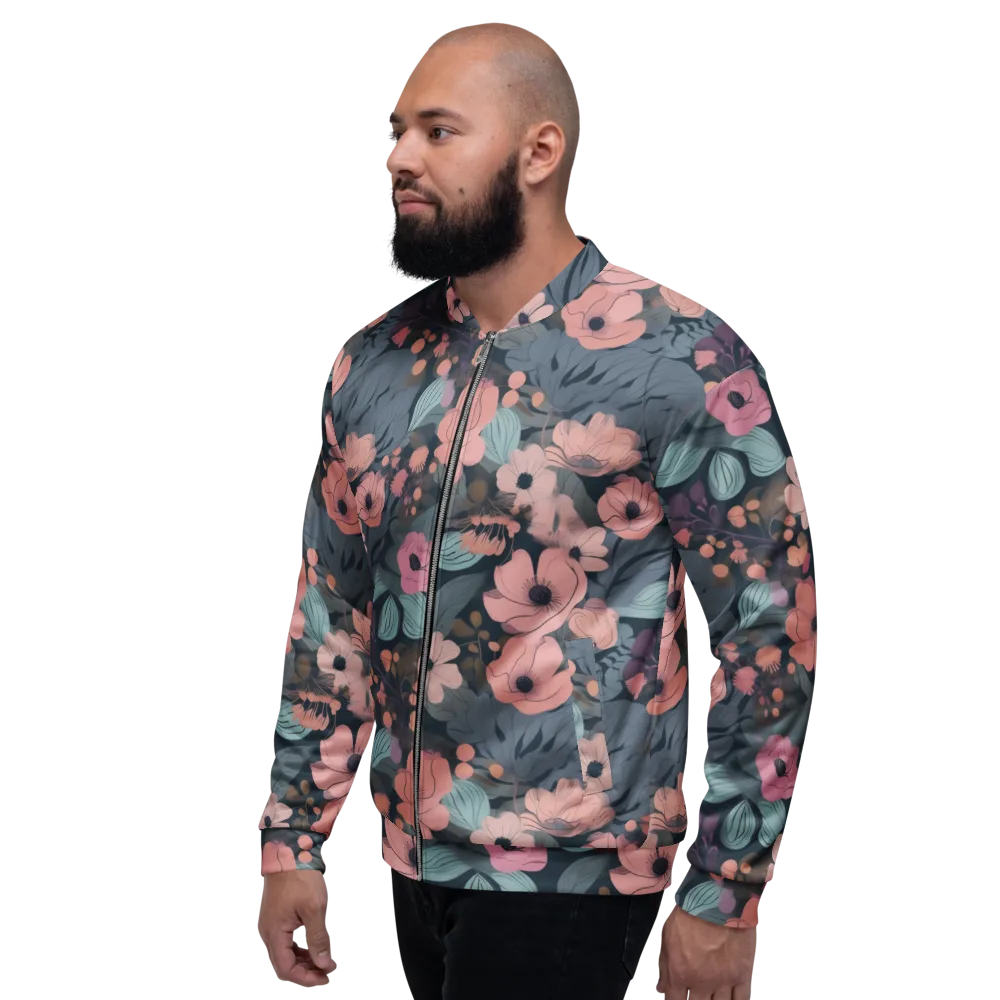 Midnight Poppy on Bomber Jacket — Left