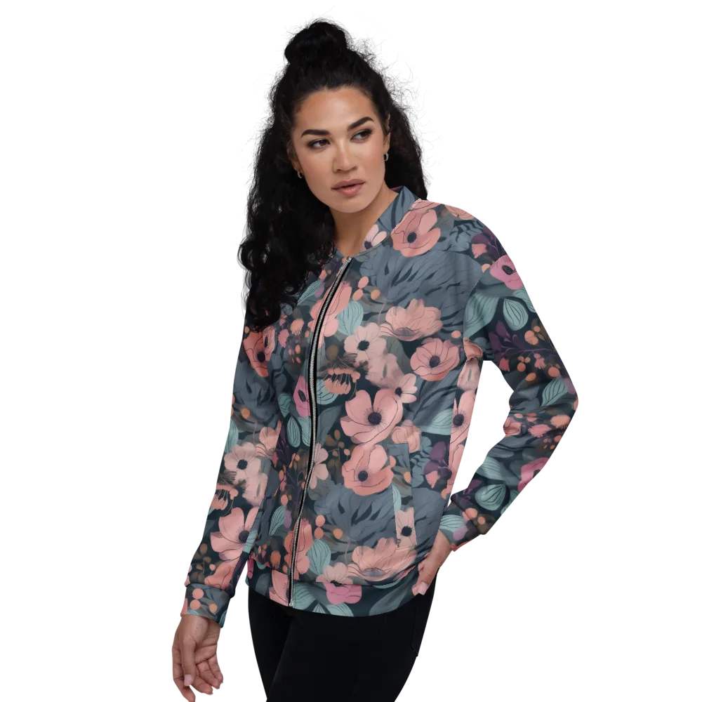 Midnight Poppy on Bomber Jacket — Left