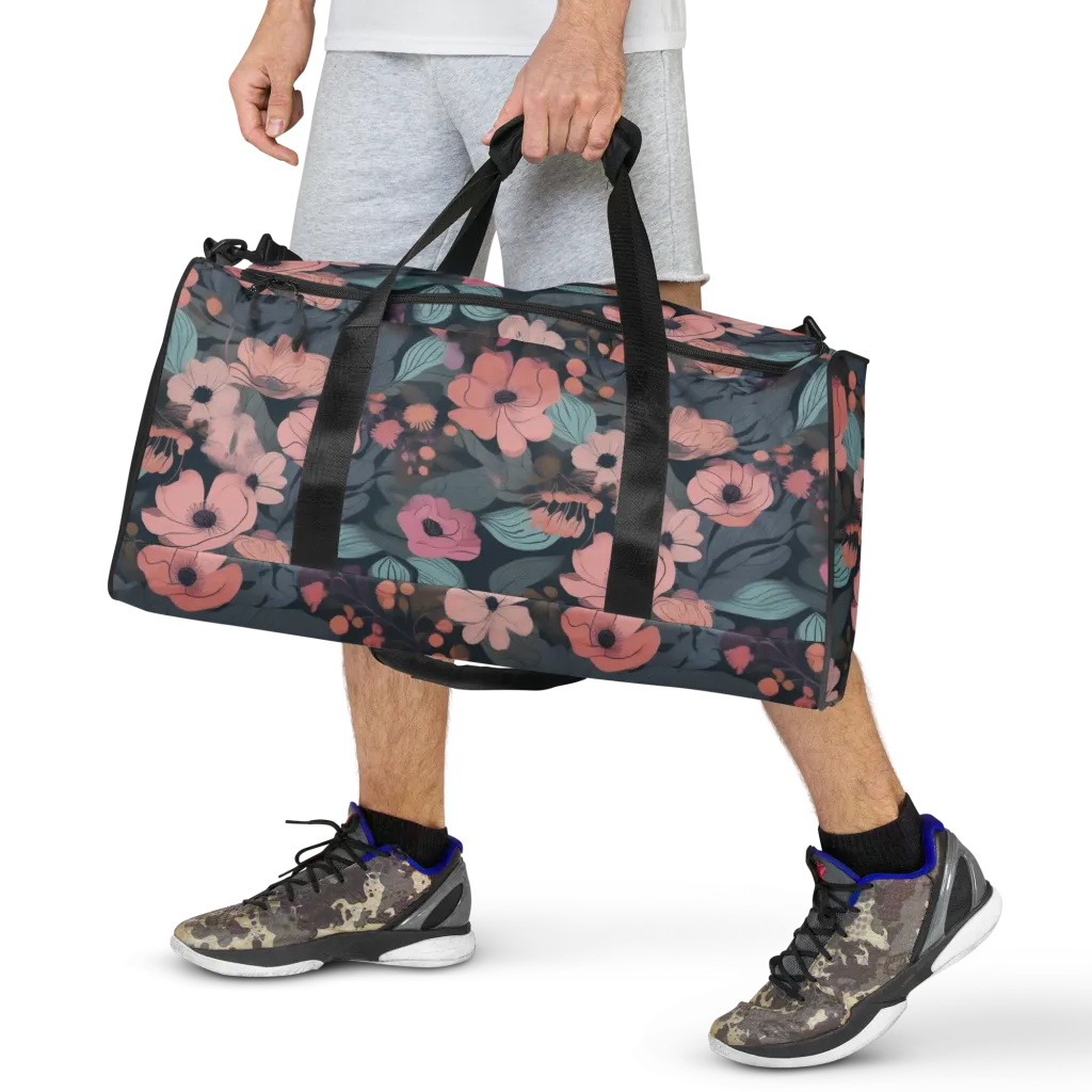 Midnight Poppy on Duffle Bag — Front