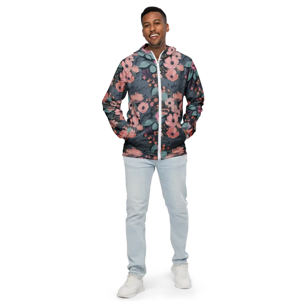 Midnight Poppy on Men's Windbreaker — Front