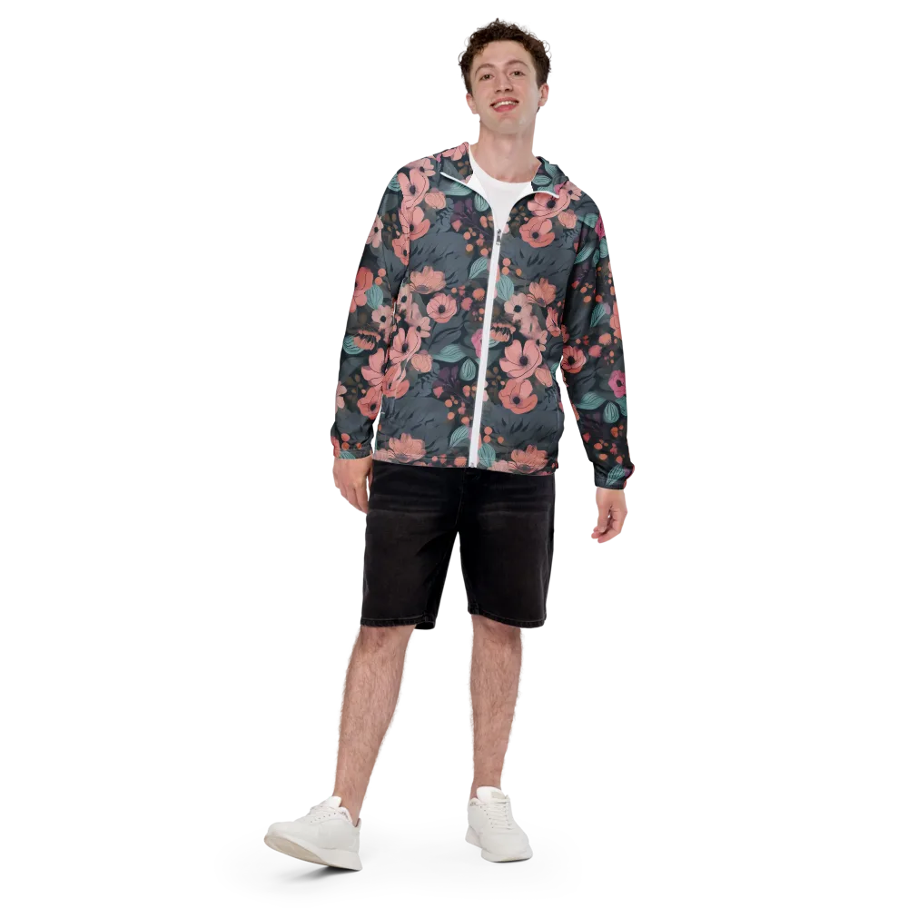 Midnight Poppy on Men's Windbreaker — Front