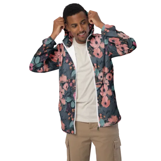 Midnight Poppy on a Men's Windbreaker