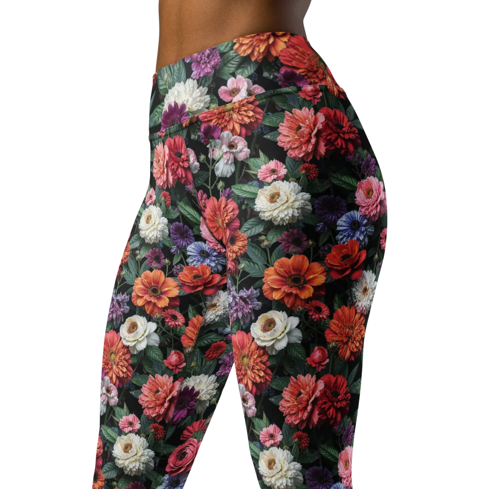 Dahlia Eclipse on Yoga Leggings — Left Front