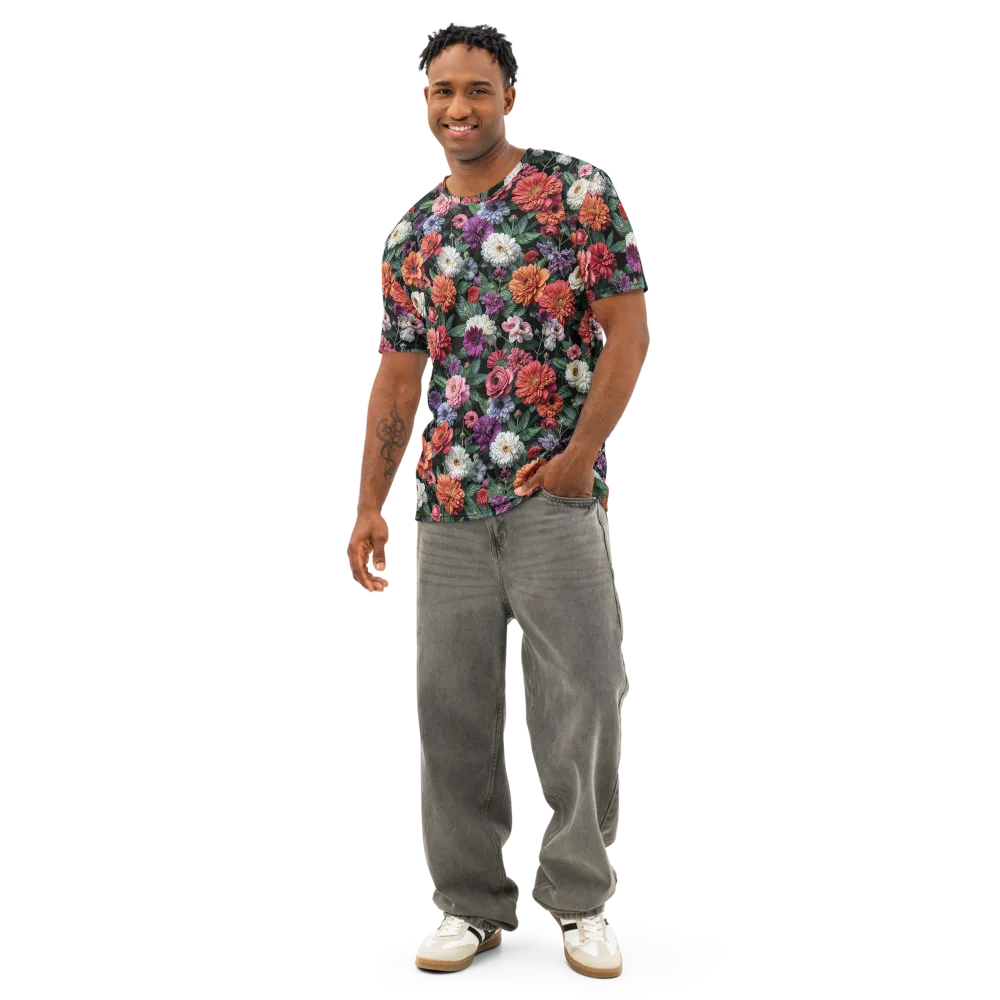 Dahlia Eclipse on Men's Cotton Crew Neck T-Shirt — Front
