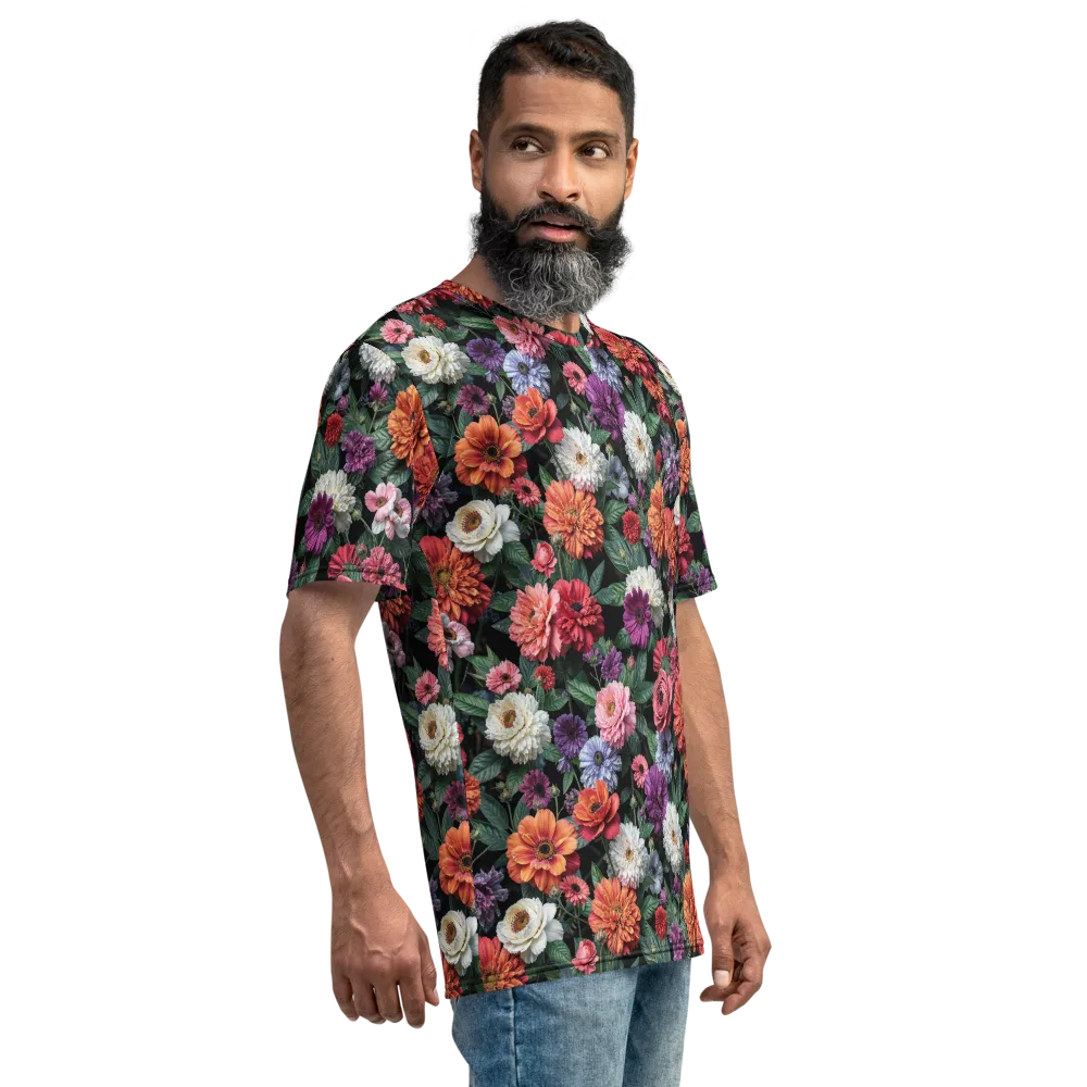 Dahlia Eclipse on Men's Crew Neck T-Shirt — Right