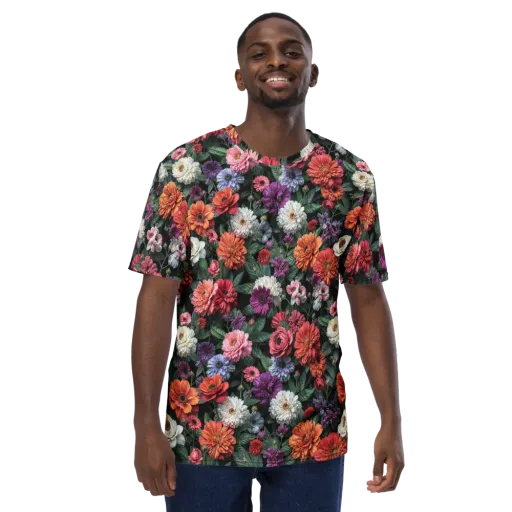 Dahlia Eclipse on a Men's Crew Neck T-Shirt
