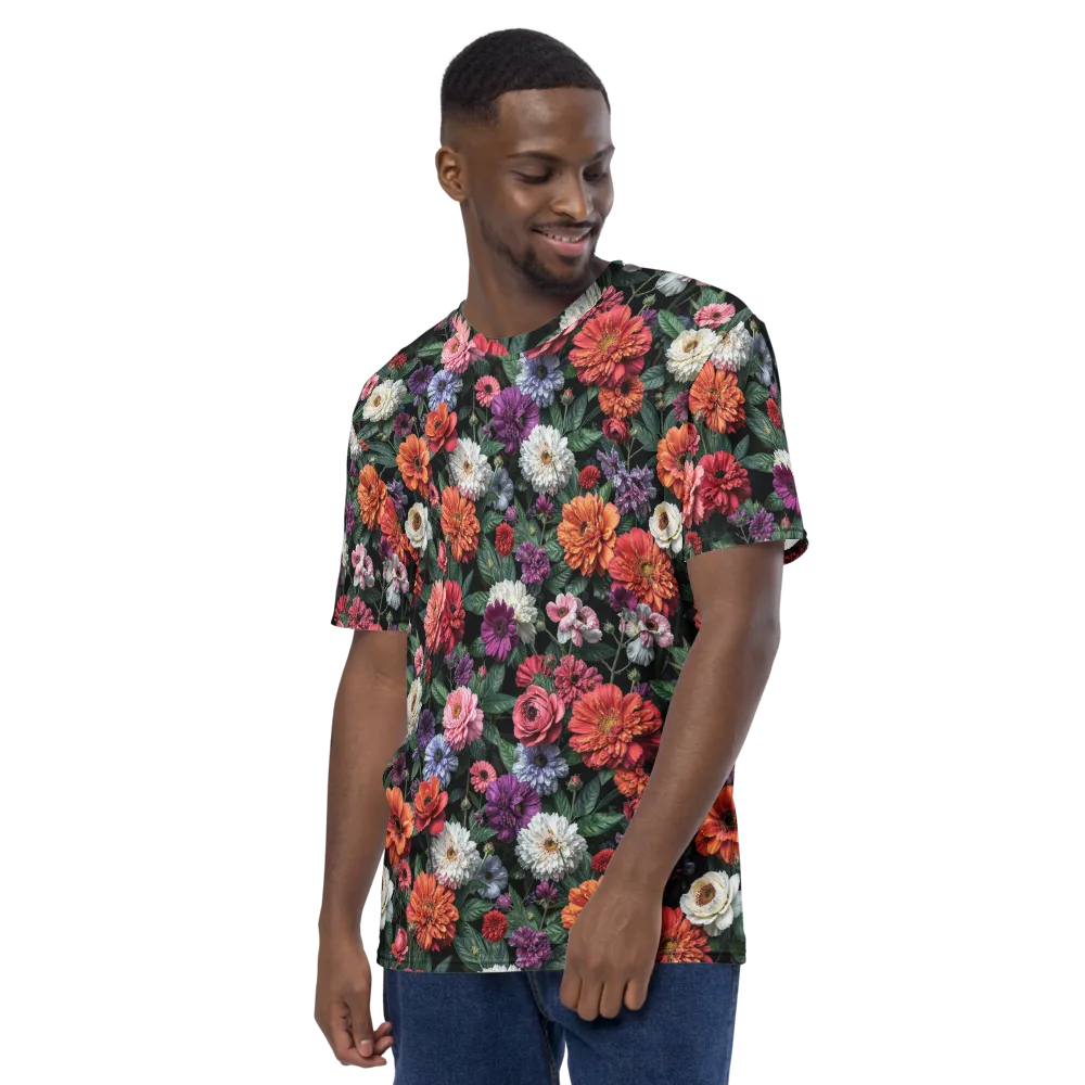 Dahlia Eclipse on Men's Crew Neck T-Shirt — Left