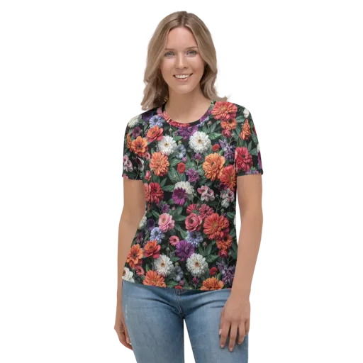 Dahlia Eclipse on a Women's Crew Neck T-Shirt