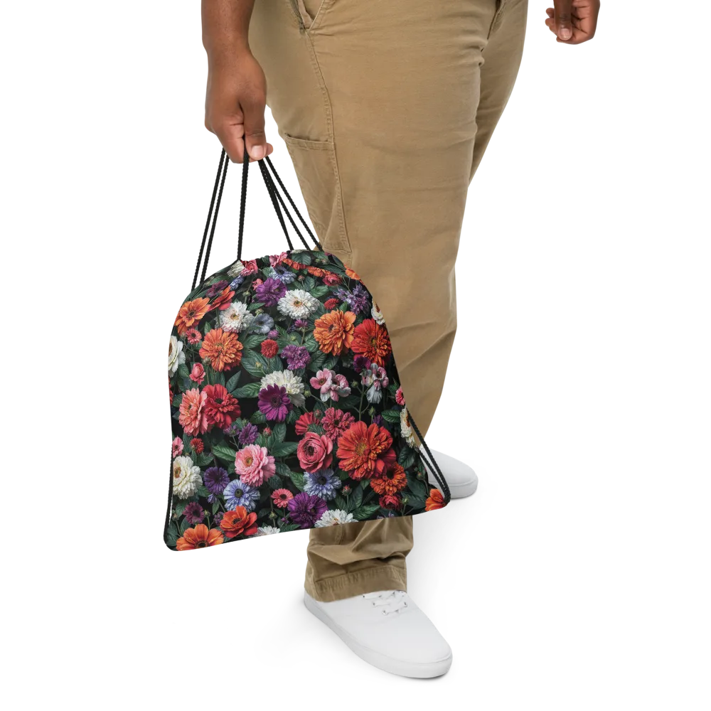 Dahlia Eclipse on Drawstring Bag — Front