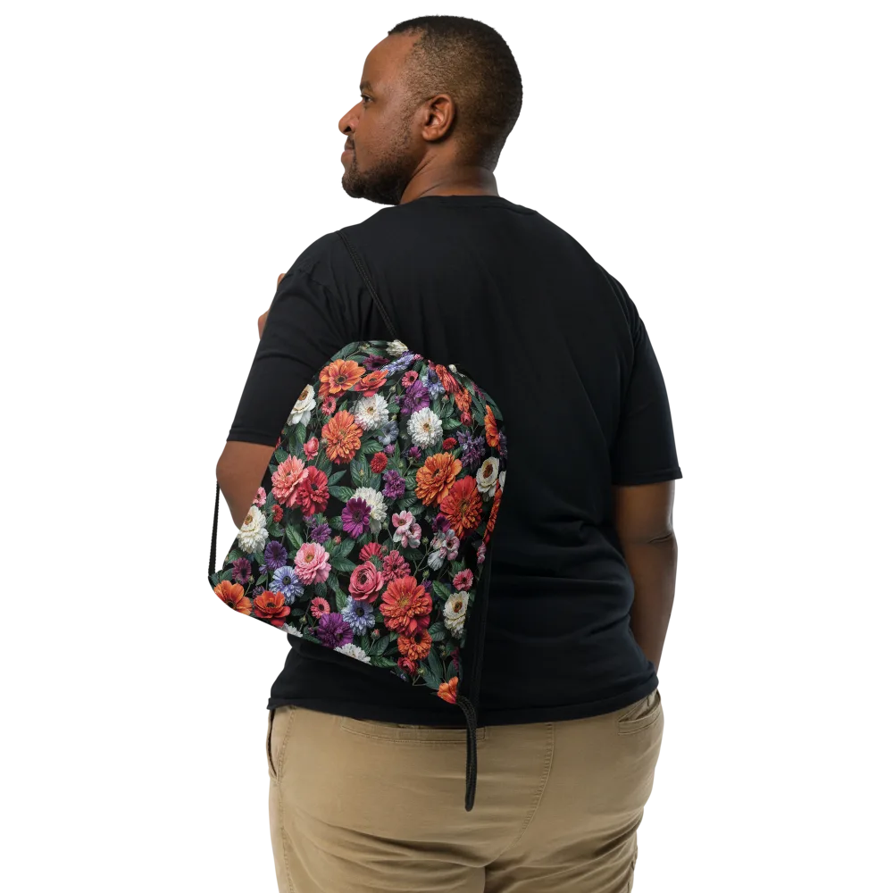 Dahlia Eclipse on Drawstring Bag — Front