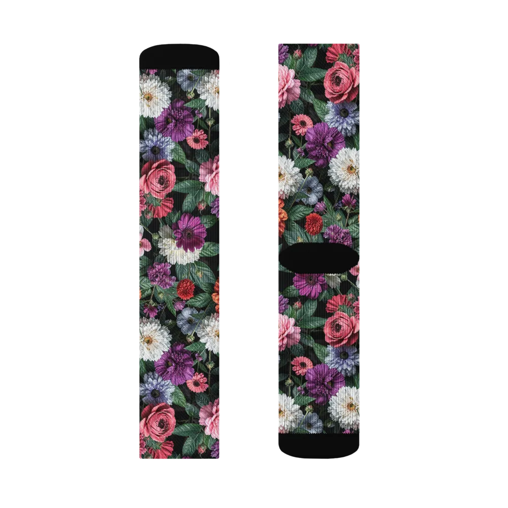 Dahlia Eclipse on Socks — Right Sock