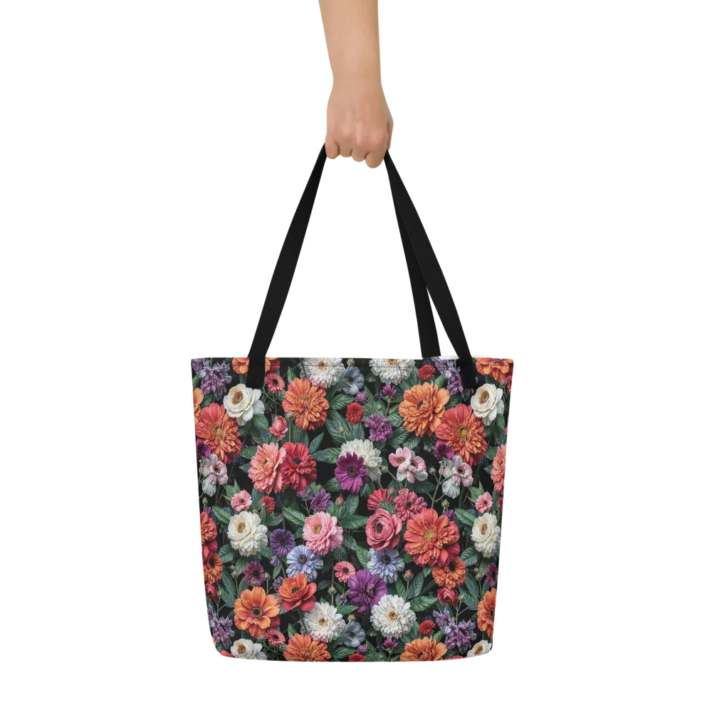 Dahlia Eclipse on Large Tote Bag W/ Pocket — Front