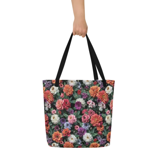 Dahlia Eclipse on a Large Tote Bag W/ Pocket