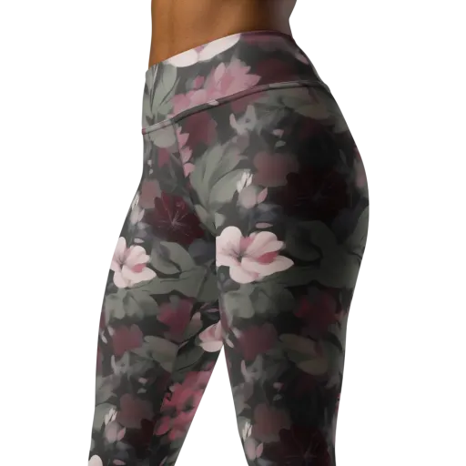 Moonlit Camellia on a Yoga Leggings