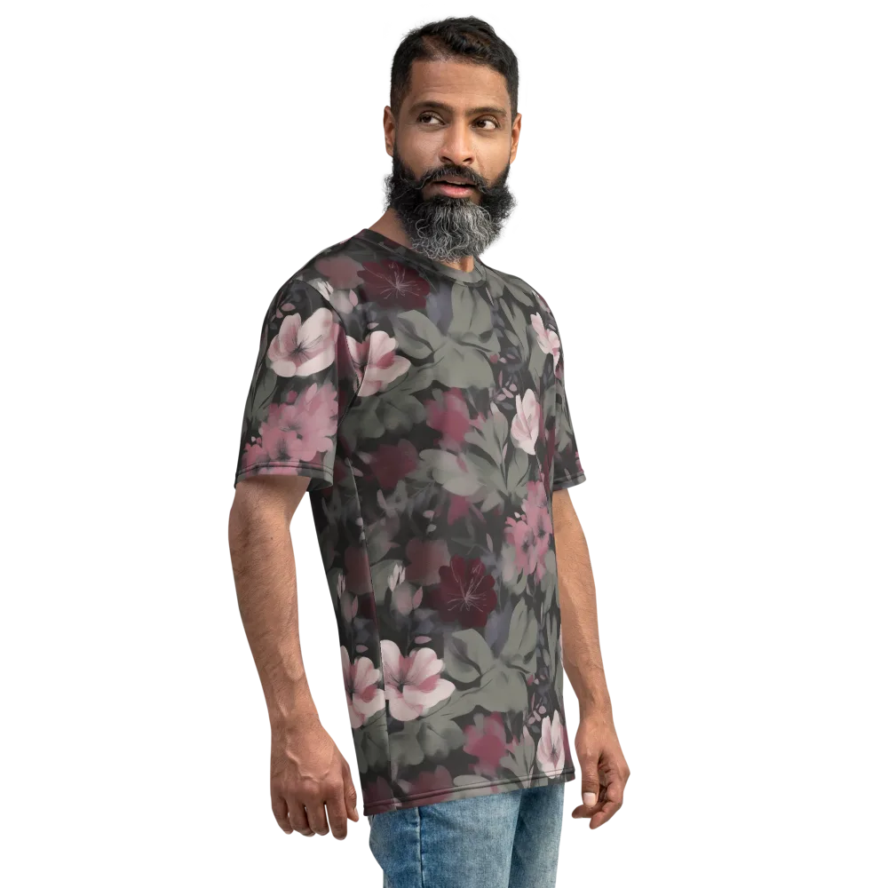Moonlit Camellia on Men's Crew Neck T-Shirt — Right