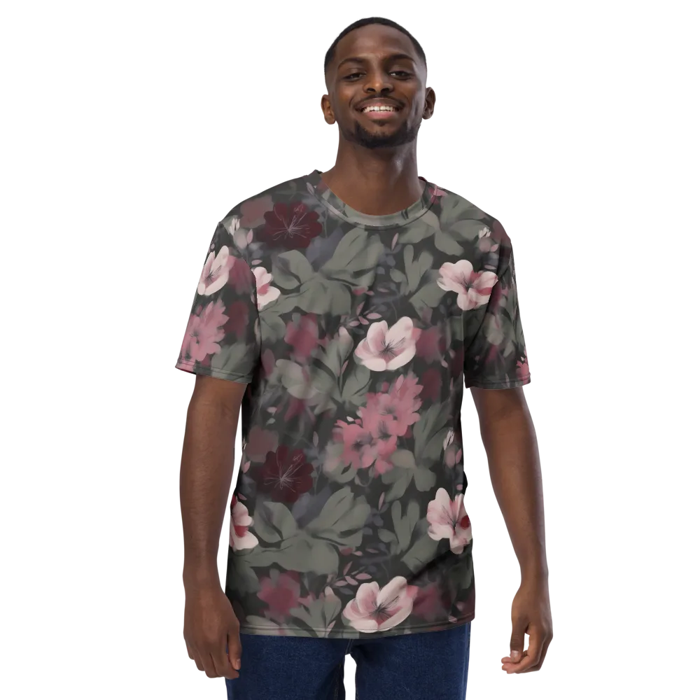 Moonlit Camellia on Men's Crew Neck T-Shirt — Front
