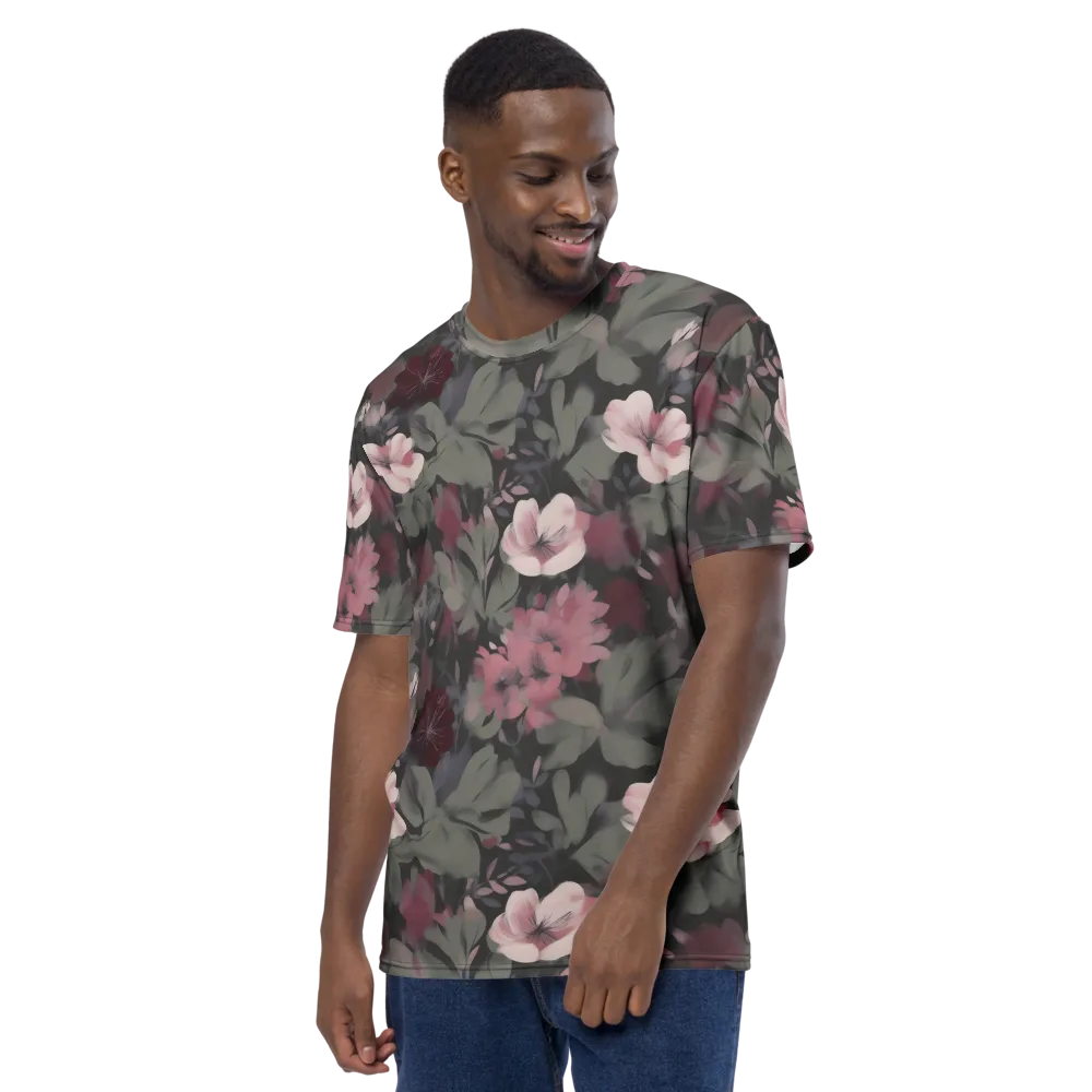 Moonlit Camellia on Men's Crew Neck T-Shirt — Left