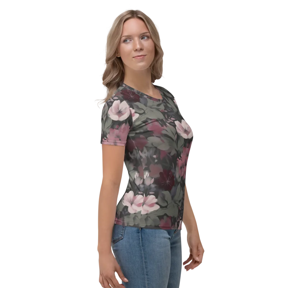 Moonlit Camellia on Women's Crew Neck T-Shirt — Right