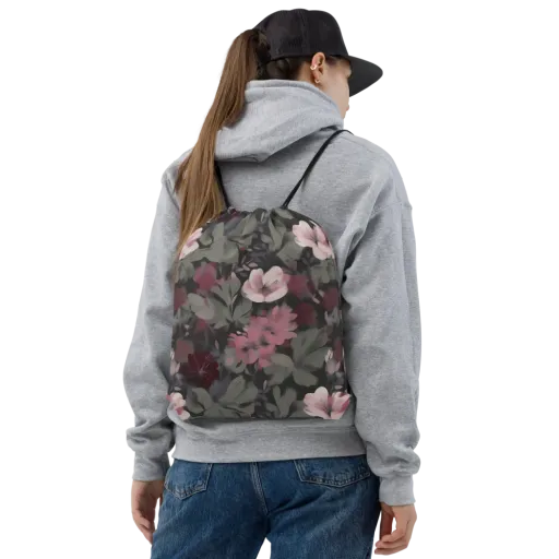 Moonlit Camellia on a Drawstring Bag