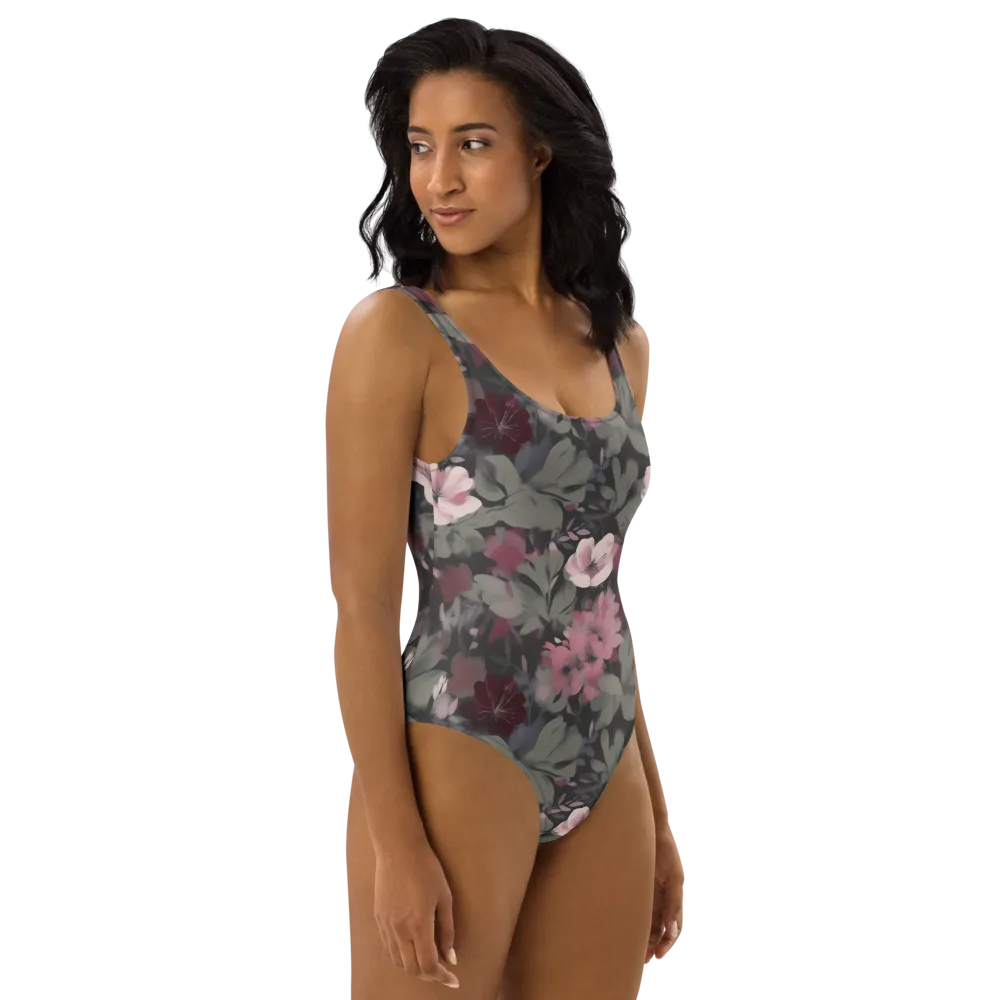 Moonlit Camellia on One-Piece Swimsuit — Right