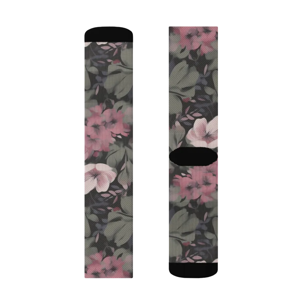 Moonlit Camellia on Socks — Right Sock