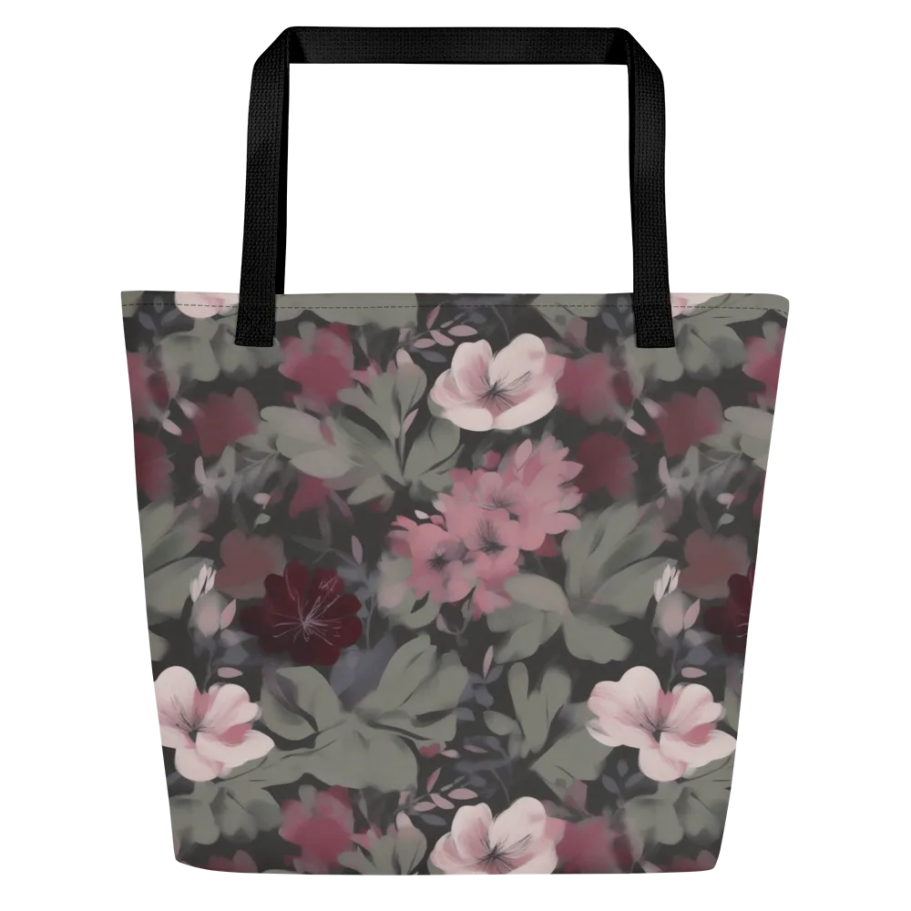 Moonlit Camellia on Large Tote Bag W/ Pocket — Front