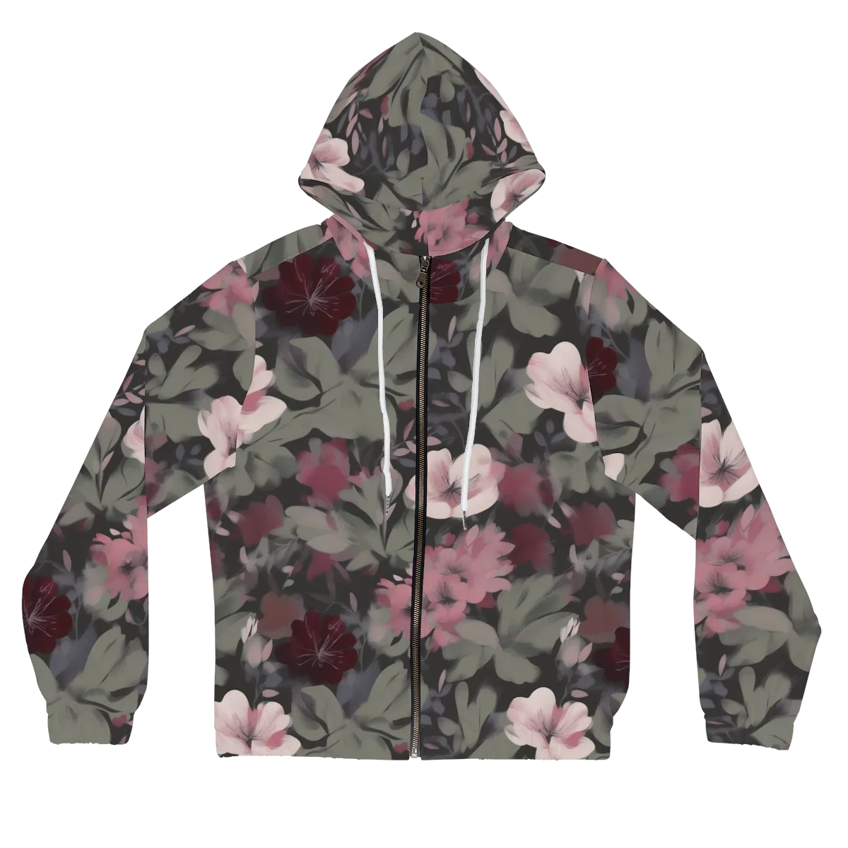 Moonlit Camellia on Women's Full-Zip Hoodie — Front