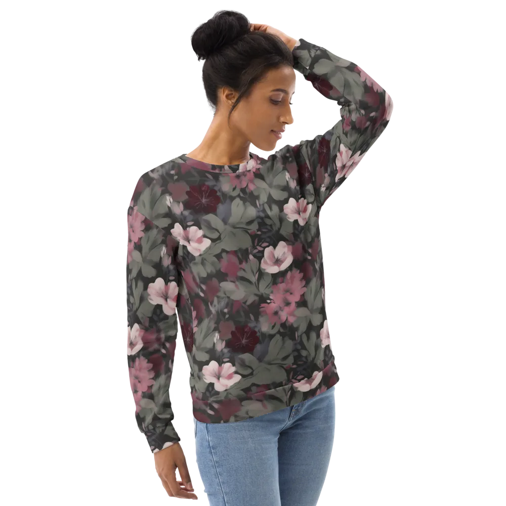 Moonlit Camellia on Sweatshirt — Right Front