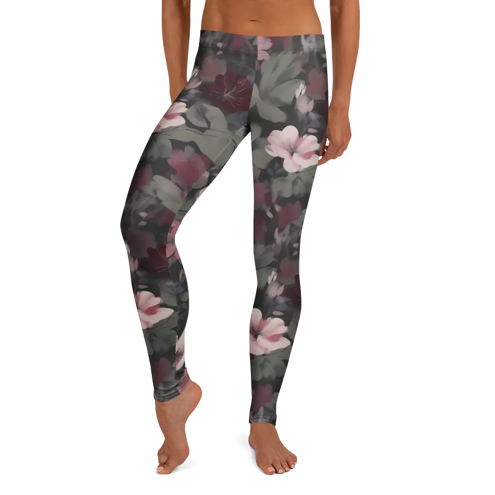Moonlit Camellia on Leggings — Front