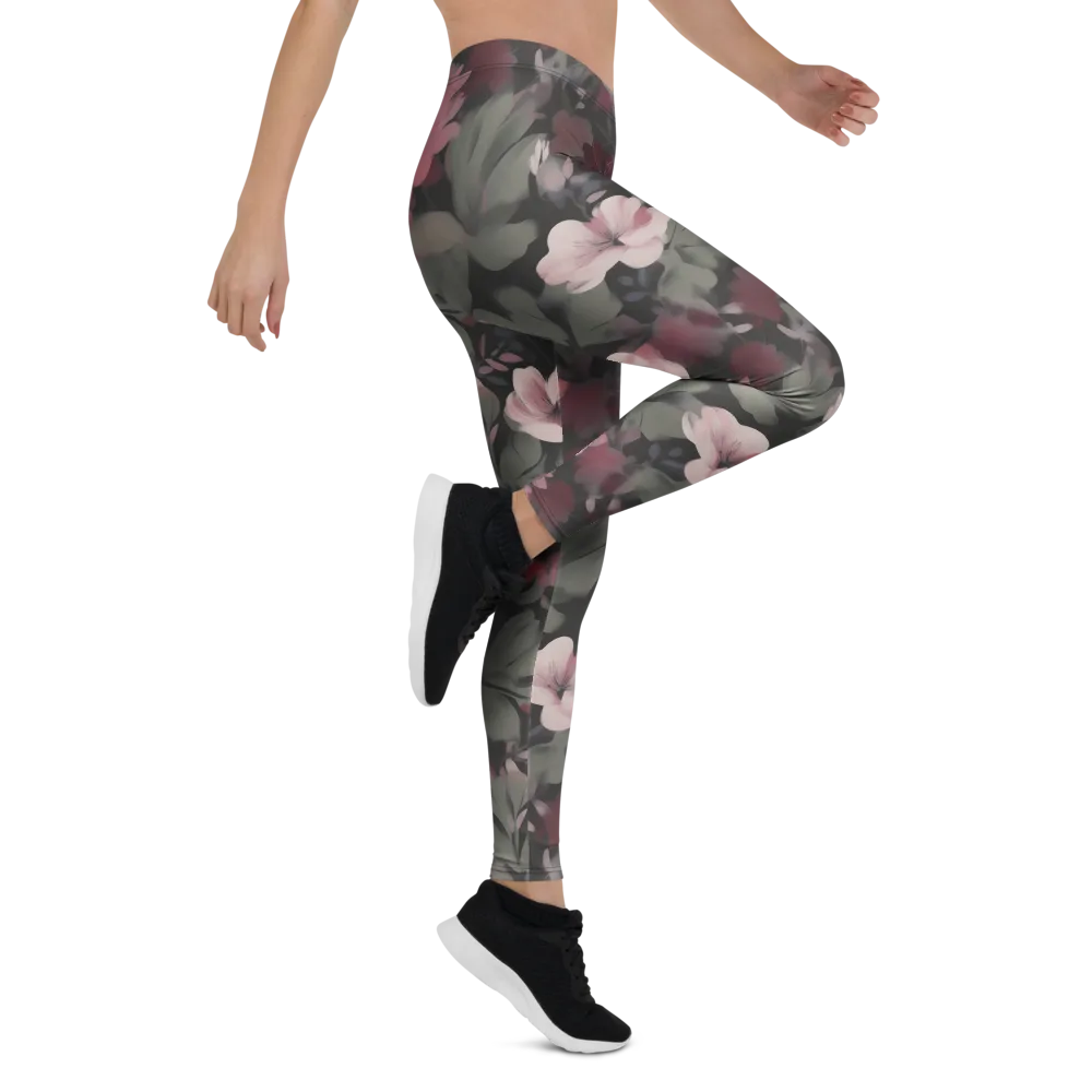 Moonlit Camellia on Leggings — Right