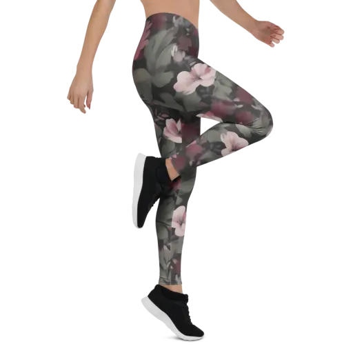 Moonlit Camellia on a Leggings