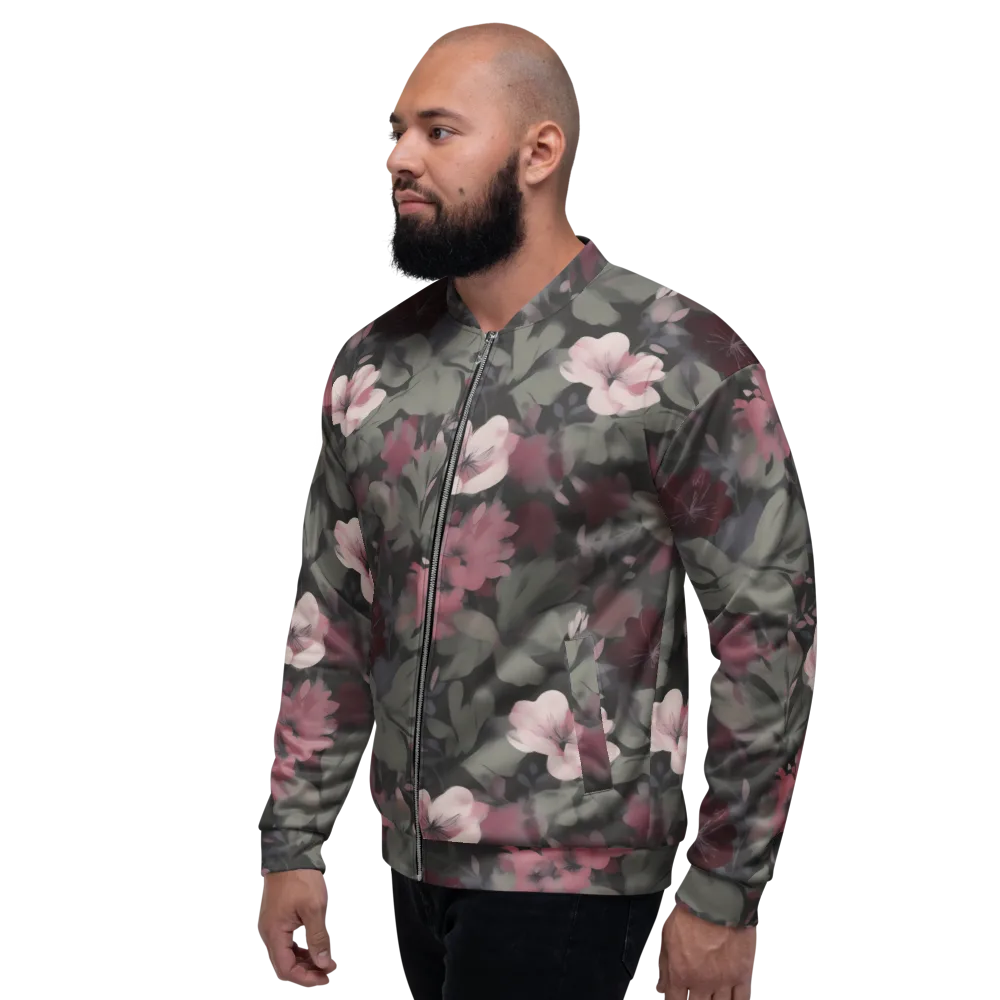 Moonlit Camellia on Bomber Jacket — Left