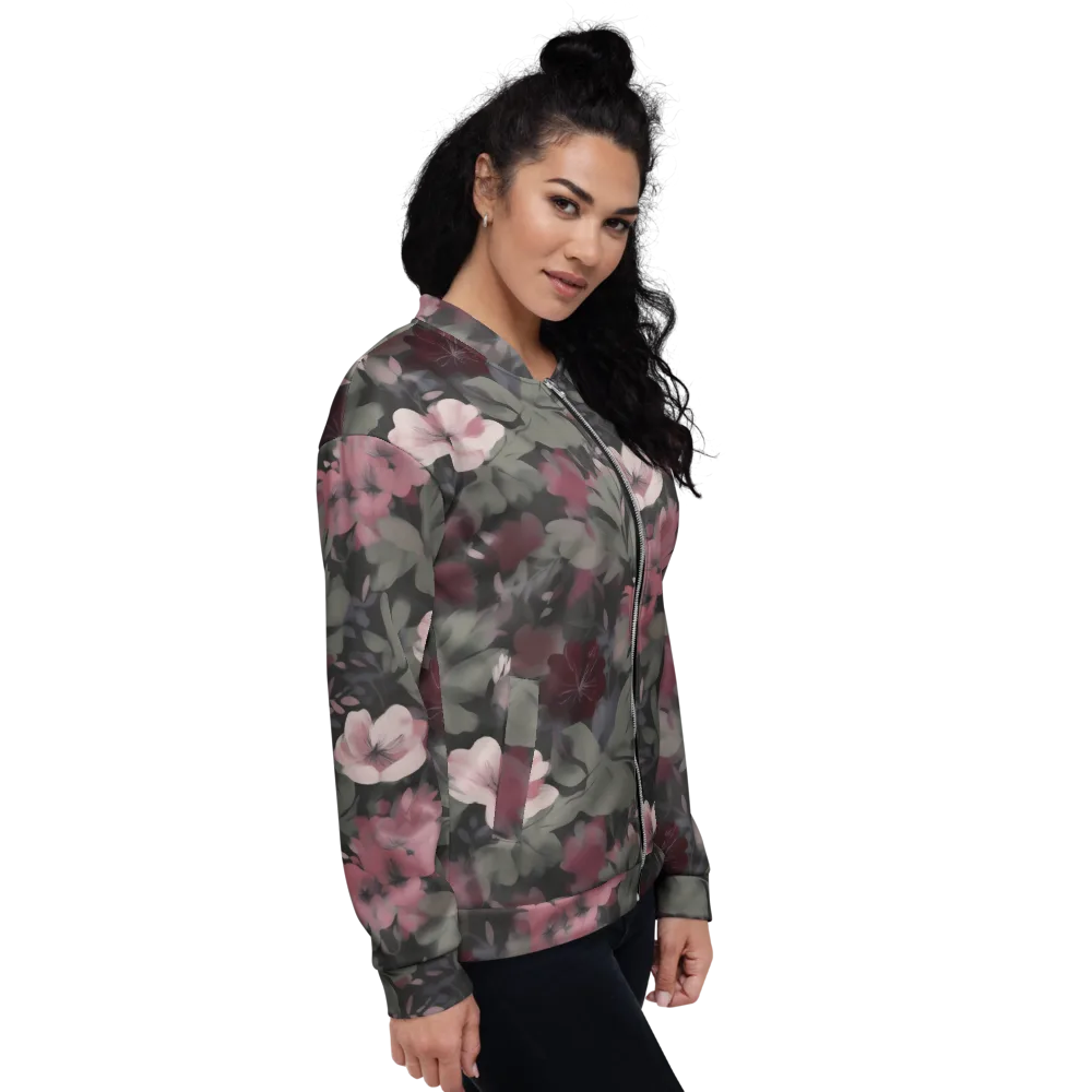 Moonlit Camellia on Bomber Jacket — Right