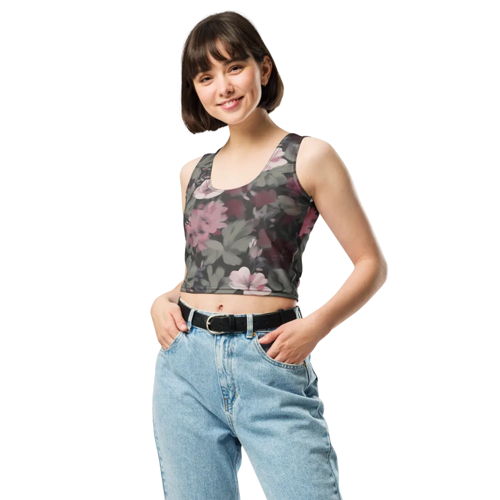 Moonlit Camellia on Crop Top — Front
